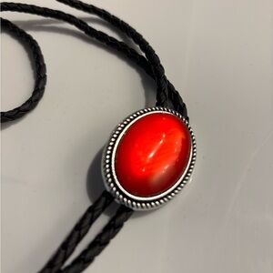 Western Style Red Stone Bolo Tie